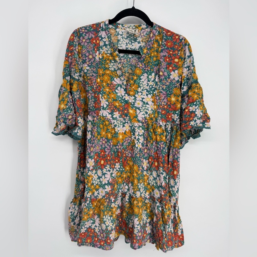 Jaase Boho Floral Tiered Dress Medium